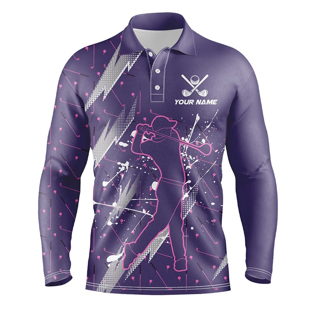 Golf Polo shirts, Men Golf Polo Shirts Custom Purple Camo Cool Golf Shirts For Men For Men