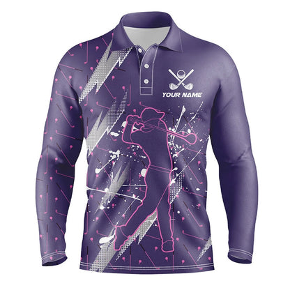 Golf Polo shirts, Men Golf Polo Shirts Custom Purple Camo Cool Golf Shirts For Men For Men