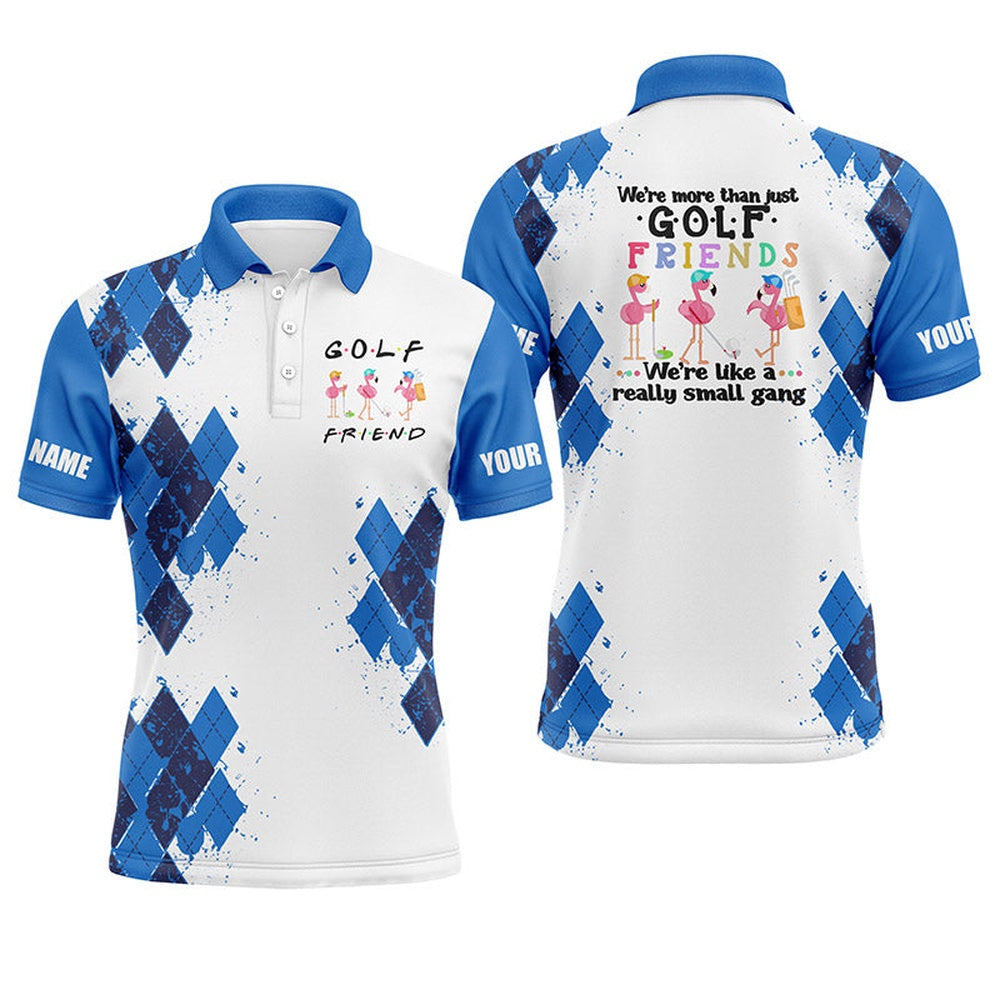 Golf Polo shirts, Men Golf Polo Shirts We'Re More Than Just Golf Friends Flamingo Custom Name Funny Golf Shirt Blue