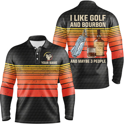 Golf Polo shirts, Men Golf Polo Upf Shirts Custom I Like Golf And Bourbon And Maybe People Vintage Golf Outfit Men