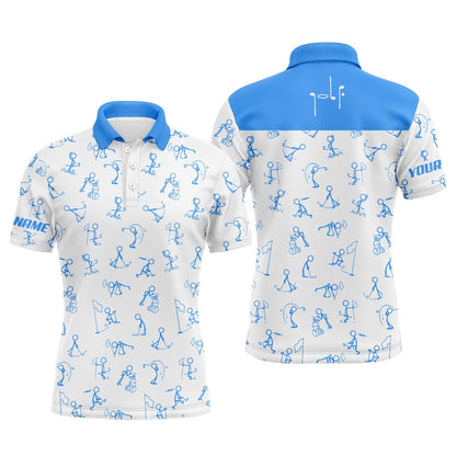 Golf Polo shirts, Men Golf Polo Upf Shirts Custom Name Funny Golf Pattern, Blue Polo Shirt Golf Outfit Men