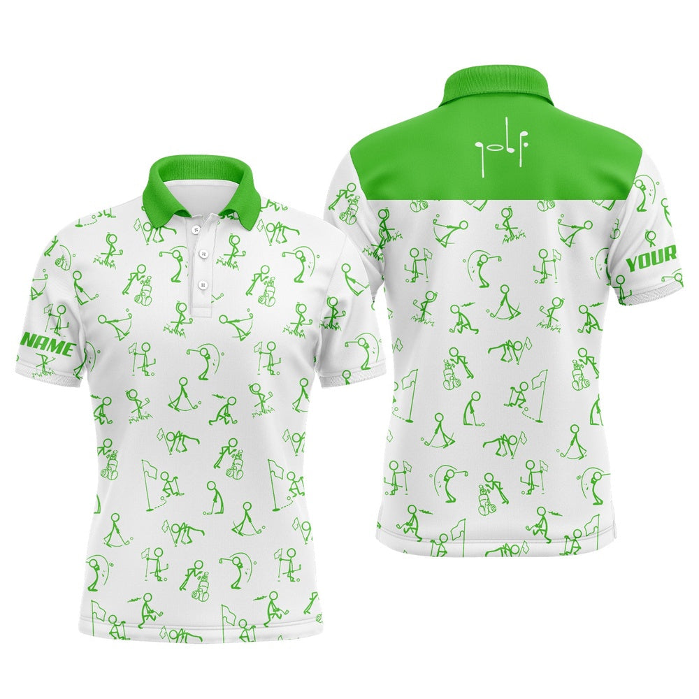 Golf Polo shirts, Men Golf Polo Upf Shirts Custom Name Funny Golf Pattern, Green Polo Shirt Golf Outfit Men