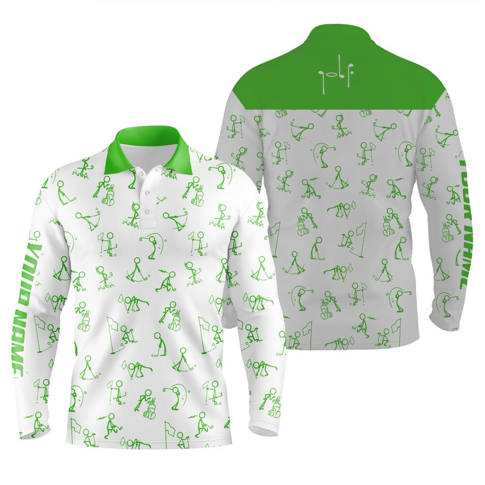 Golf Polo shirts, Men Golf Polo Upf Shirts Custom Name Funny Golf Pattern, Green Polo Shirt Golf Outfit Men