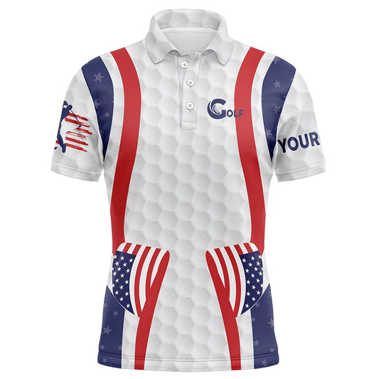 Golf Polo shirts, Mens American Flag Golf Pattern Polo Shirt, Personalized Patriotic Golf Shirts For Men