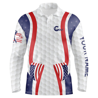 Golf Polo shirts, Mens American Flag Golf Pattern Polo Shirt, Personalized Patriotic Golf Shirts For Men