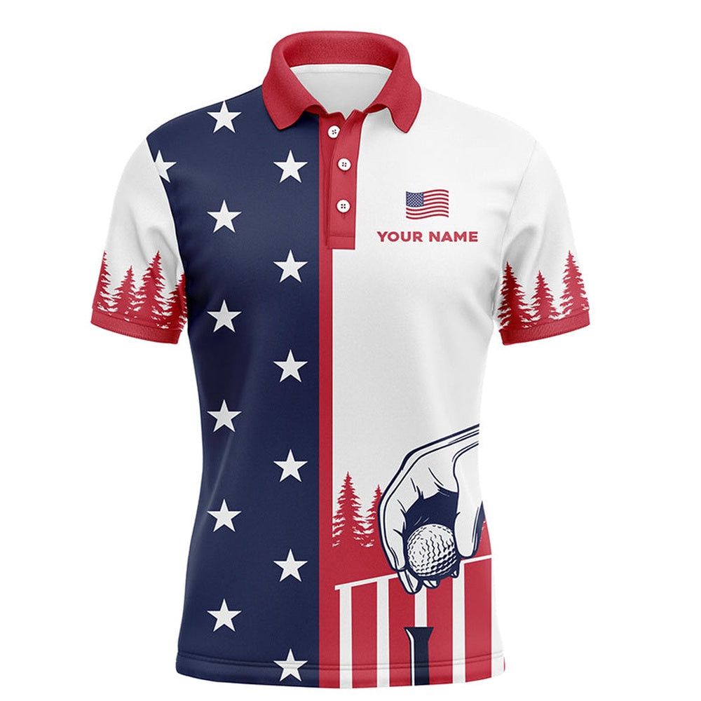 Golf Polo shirts, Mens American Flag Polo Shirts Custom Name Patriotic Shirt Funny Golf Shirts For Men