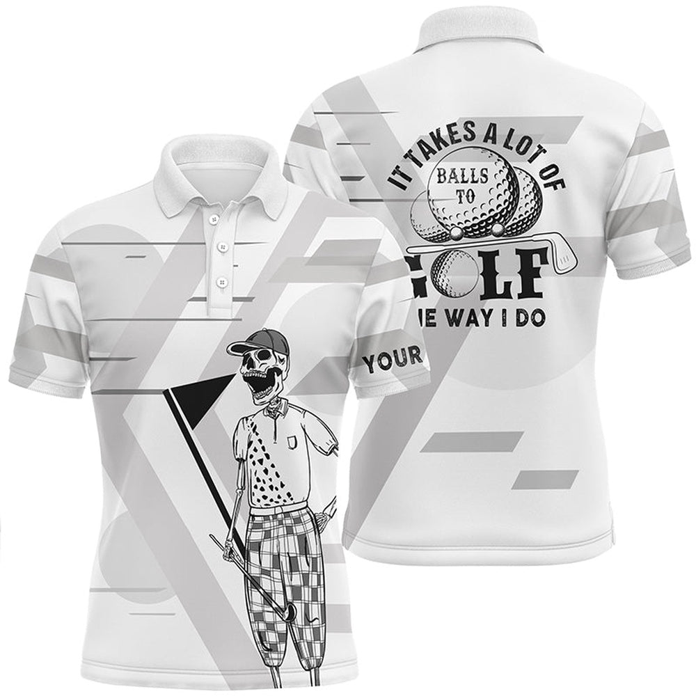 Golf Polo shirts, Mens Black & White Skull Golf Polo Shirts Custom Name Crazy Polo Golf Gifts For Men