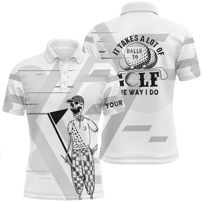 Golf Polo shirts, Mens Black & White Skull Golf Polo Shirts Custom Name Crazy Polo Golf Gifts For Men