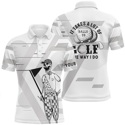 Golf Polo shirts, Mens Black & White Skull Golf Polo Shirts Custom Name Crazy Polo Golf Gifts For Men