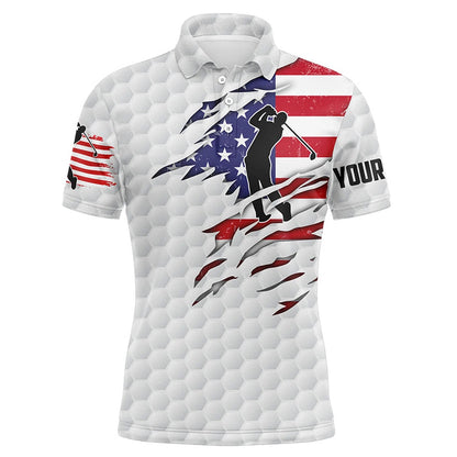 Golf Polo shirts, Mens Golf Polo Shirt American Flag Patriot Custom Name White Golf Balls Shirts