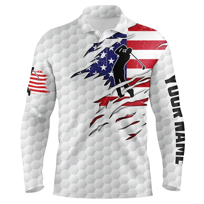Golf Polo shirts, Mens Golf Polo Shirt American Flag Patriot Custom Name White Golf Balls Shirts