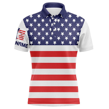 Golf Polo shirts, Mens Golf Polo Shirt American Flag Patriotic Custom Name White Mens Golf Shirt