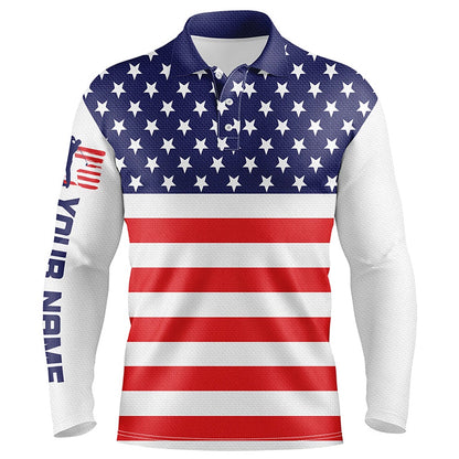Golf Polo shirts, Mens Golf Polo Shirt American Flag Patriotic Custom Name White Mens Golf Shirt