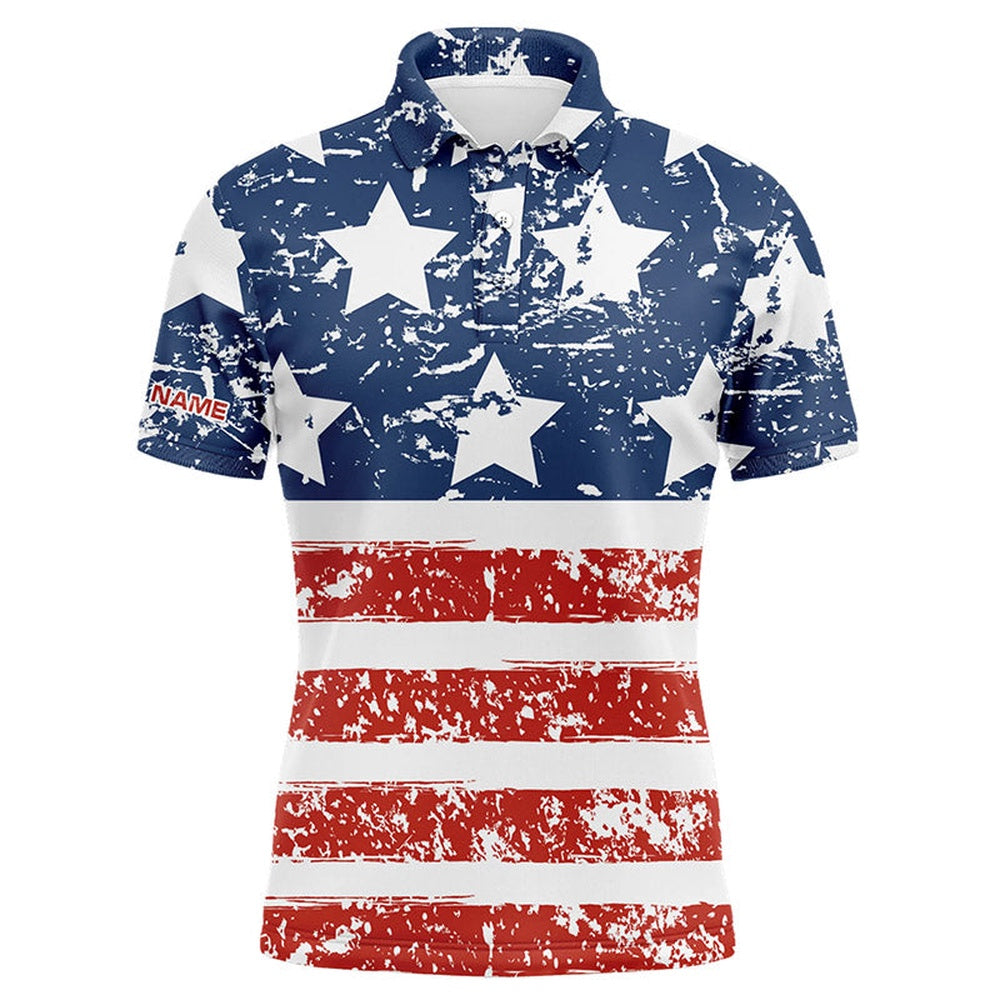Golf Polo shirts, Mens Golf Polo Shirt American Flag Patriotic Custom Red White And Blue Team Mens Golf Tops
