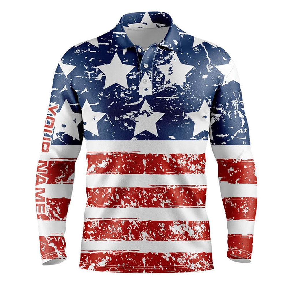 Golf Polo shirts, Mens Golf Polo Shirt American Flag Patriotic Custom Red White And Blue Team Mens Golf Tops