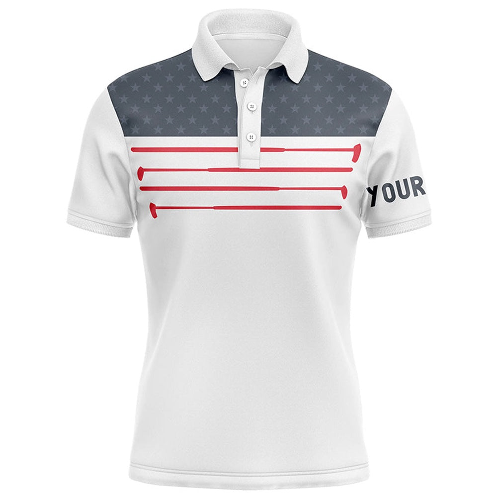 Golf Polo shirts, Mens Golf Polo Shirt Custom American Flag White Golf Shirt, Patriotic Polo Shirts