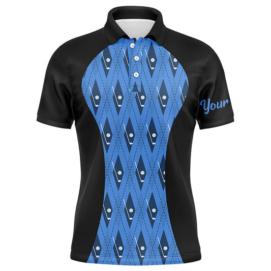Golf Polo shirts, Mens Golf Polo Shirt Custom Black And Blue Argyle Pattern Golf Clubs, Team Golf Tops For Men