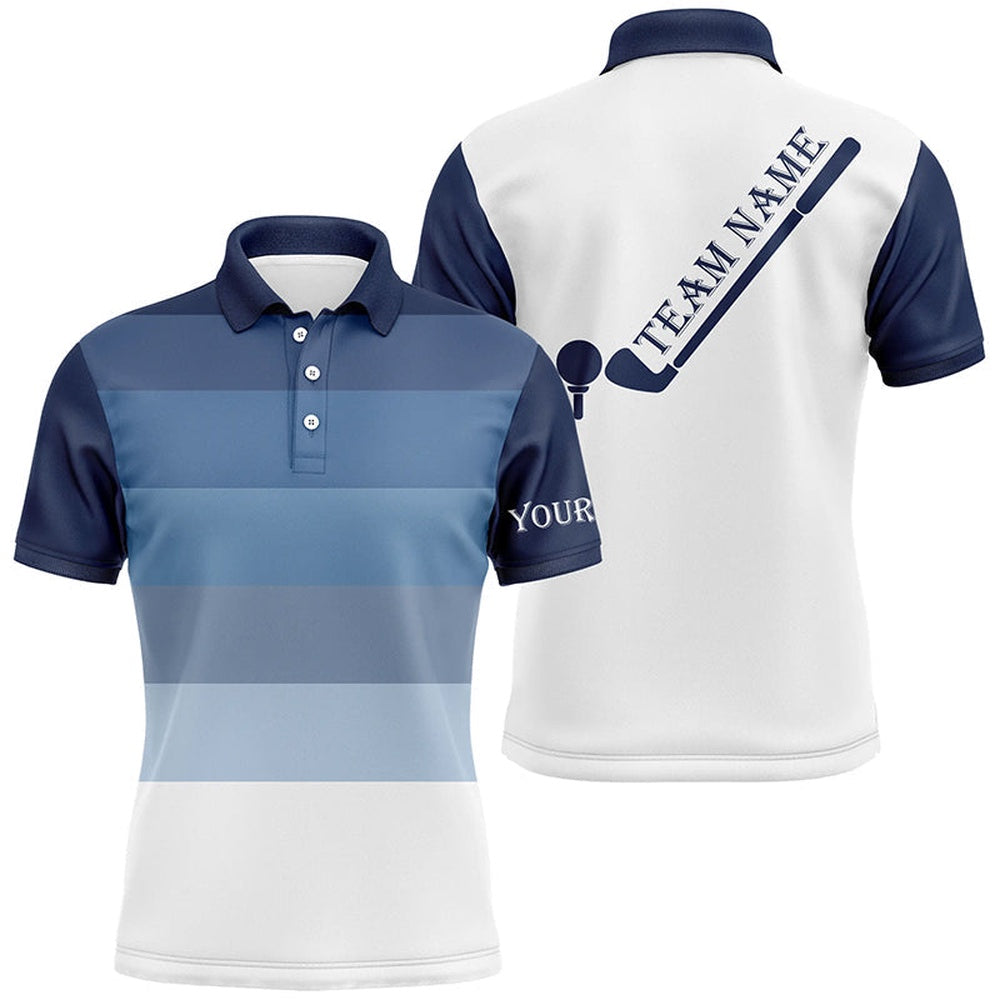 Golf Polo shirts, Mens Golf Polo Shirt Custom Blue And White Team Golf Attire For Men