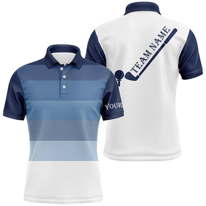 Golf Polo shirts, Mens Golf Polo Shirt Custom Blue And White Team Golf Attire For Men