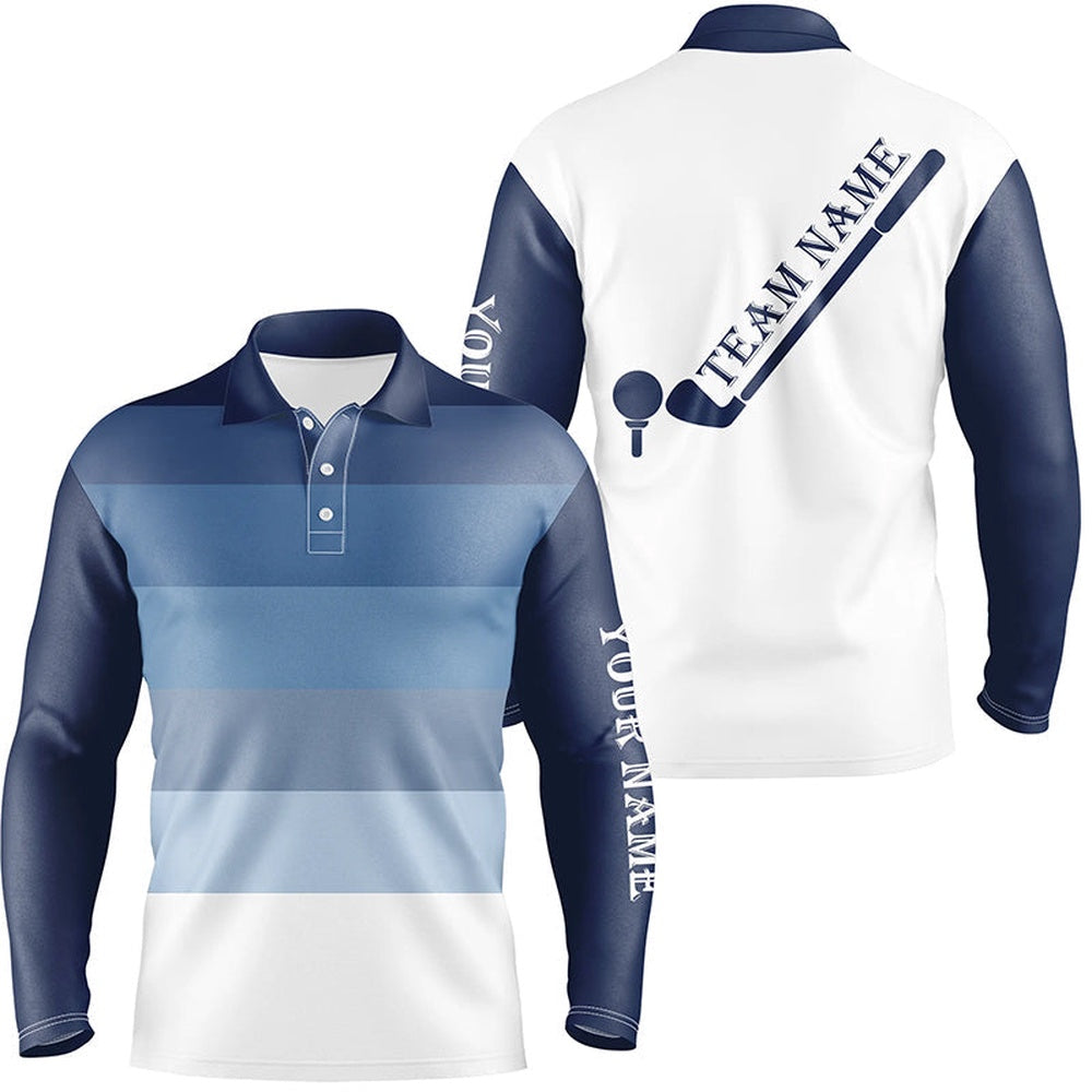 Golf Polo shirts, Mens Golf Polo Shirt Custom Blue And White Team Golf Attire For Men