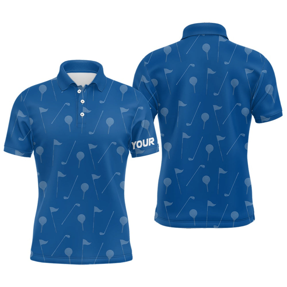 Golf Polo shirts, Mens Golf Polo Shirt Custom Blue Golf Pattern Polos Shirt For Men