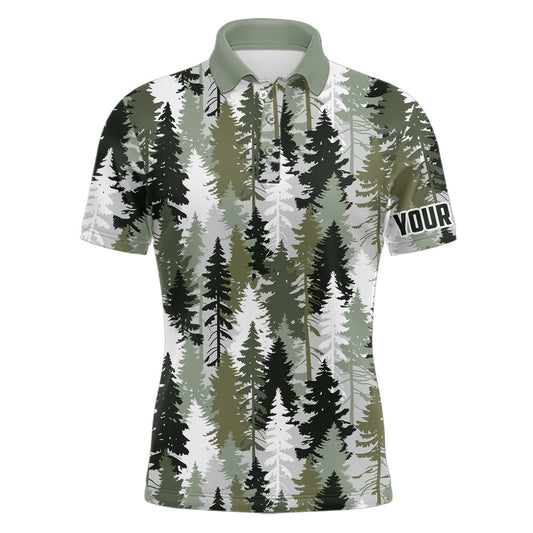 Golf Polo shirts, Mens Golf Polo Shirt Custom Christmas Pine Trees Camouflage Pattern Golf Shirt For Men
