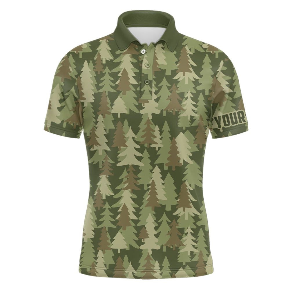 Golf Polo shirts, Mens Golf Polo Shirt Custom Christmas Trees Green Camouflage Pattern Golf Shirt For Men