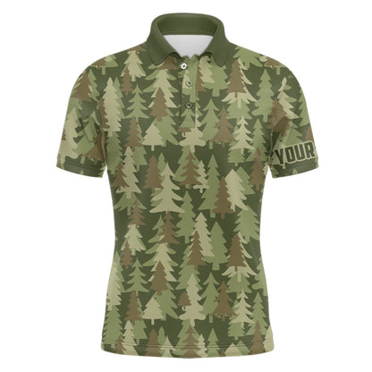 Golf Polo shirts, Mens Golf Polo Shirt Custom Christmas Trees Green Camouflage Pattern Golf Shirt For Men