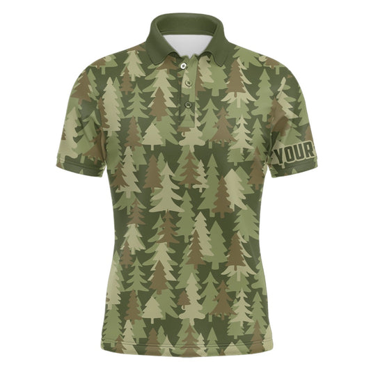 Golf Polo shirts, Mens Golf Polo Shirt Custom Christmas Trees Green Camouflage Pattern Golf Shirt For Men