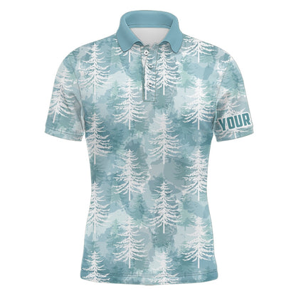 Golf Polo shirts, Mens Golf Polo Shirt Custom Christmas Trees Winter Camouflage Pattern Golf Shirt For Men