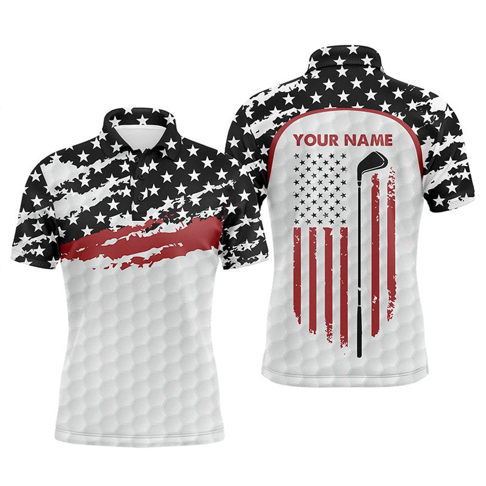 Golf Polo shirts, Mens Golf Polo Shirt Custom Golf Club American Flag Patriotic White Golf Shirts For Men