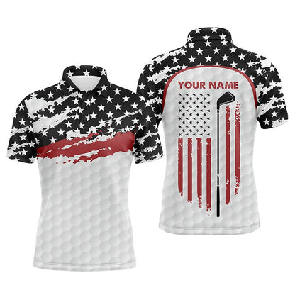 Golf Polo shirts, Mens Golf Polo Shirt Custom Golf Club American Flag Patriotic White Golf Shirts For Men