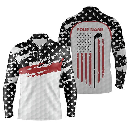 Golf Polo shirts, Mens Golf Polo Shirt Custom Golf Club American Flag Patriotic White Golf Shirts For Men