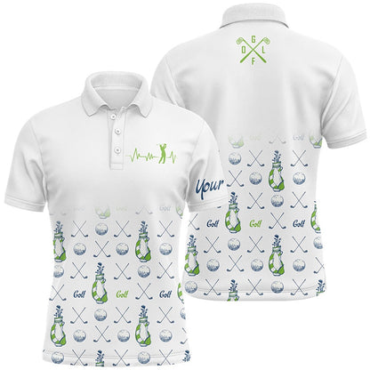 Golf Polo shirts, Mens Golf Polo Shirt Custom Golf Clubs Pattern White Golf Tops For Men For Dad