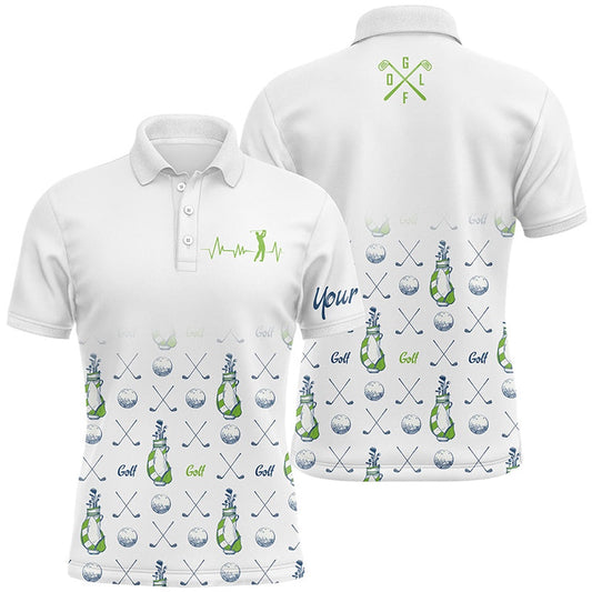 Golf Polo shirts, Mens Golf Polo Shirt Custom Golf Clubs Pattern White Golf Tops For Men For Dad