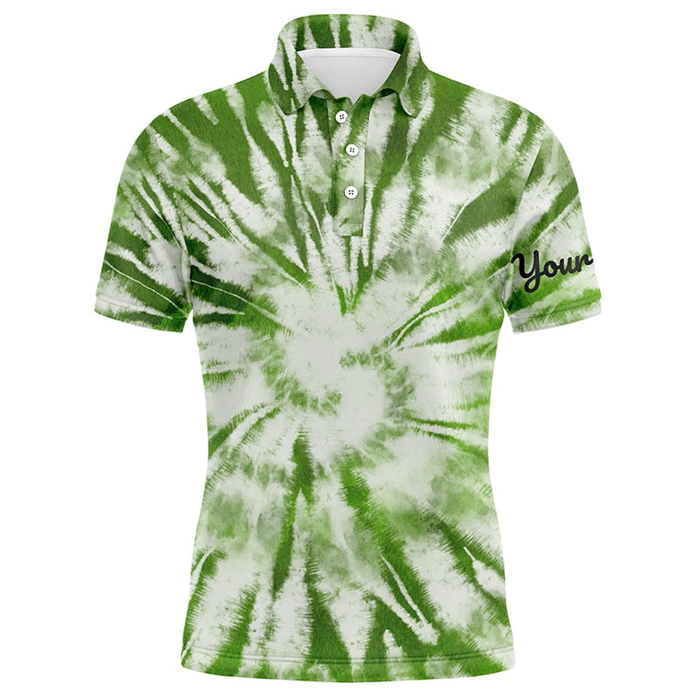 Golf Polo shirts, Mens Golf Polo Shirt Custom Green Watercolor Tie Dye Golf Shirt Mens Golf Attire, Men'S Golf Clothes