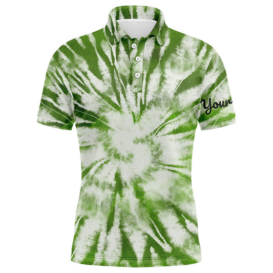 Golf Polo shirts, Mens Golf Polo Shirt Custom Green Watercolor Tie Dye Golf Shirt Mens Golf Attire, Men'S Golf Clothes