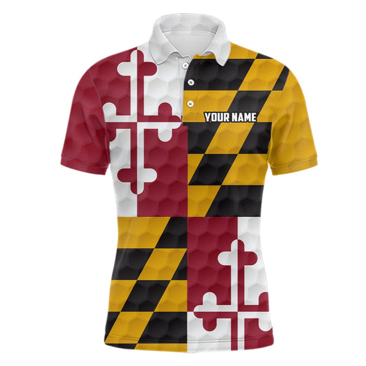 Golf Polo shirts, Mens Golf Polo Shirt Custom Maryland Flag Golf Ball Polos Shirt For Men, Patriotic Golfing Gifts