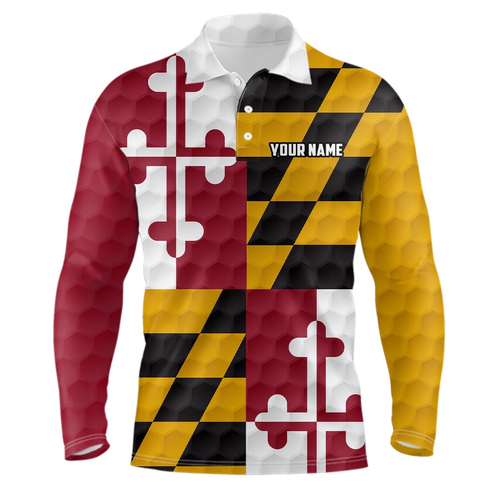 Golf Polo shirts, Mens Golf Polo Shirt Custom Maryland Flag Golf Ball Polos Shirt For Men, Patriotic Golfing Gifts