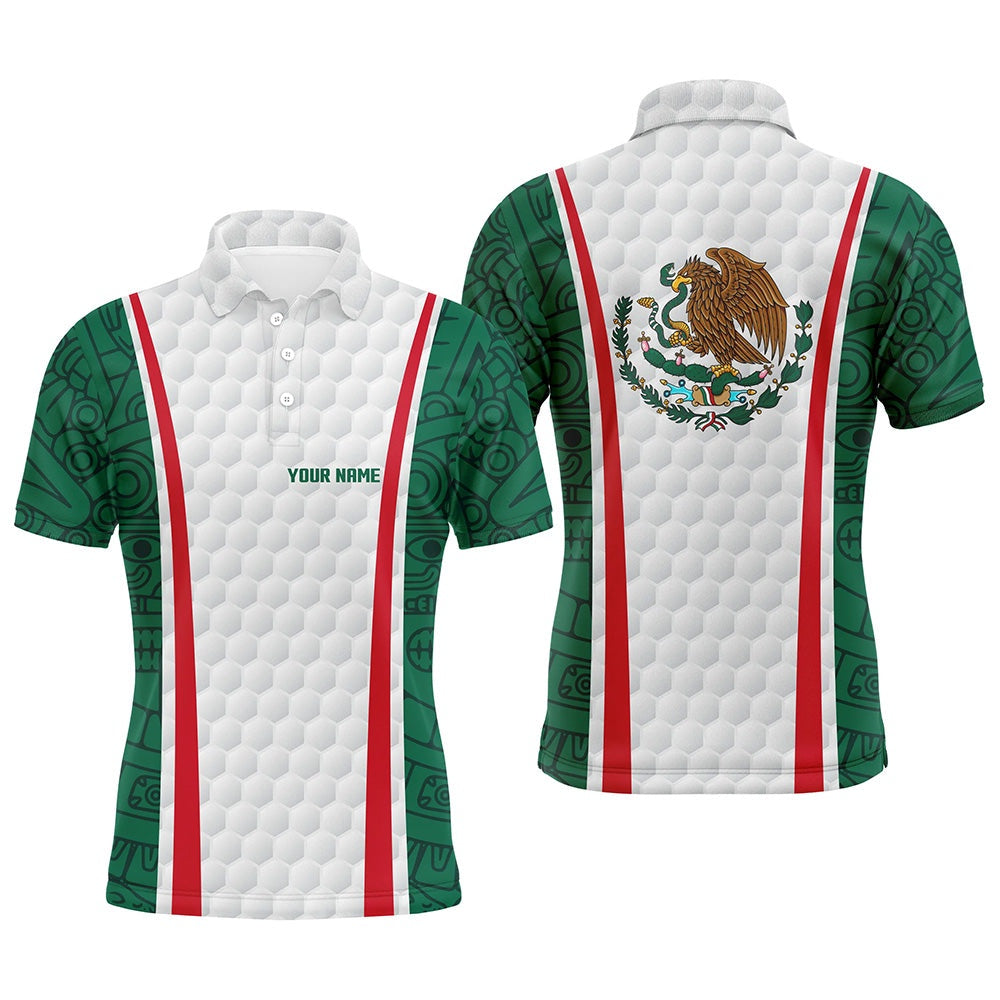 Golf Polo shirts, Mens Golf Polo Shirt Custom Name Mexican Flag White Golf Shirt, Mens Patriotic Polo Shirts