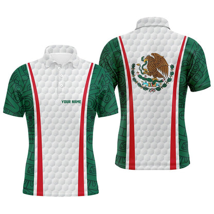 Golf Polo shirts, Mens Golf Polo Shirt Custom Name Mexican Flag White Golf Shirt, Mens Patriotic Polo Shirts