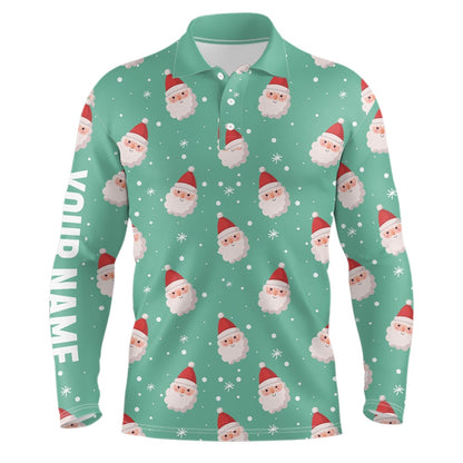 Golf Polo shirts, Mens Golf Polo Shirt Cute Santa Mint Christmas Custom Name Funny Golf Shirts For Men Golfing Gifts