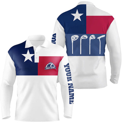 Golf Polo shirts, Mens Golf Polo Shirt Golf Club Texas Flag Patriot Golf Custom Name White Golf Shirt, Golfing Gift