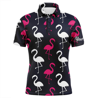 Golf Polo shirts, Mens Golf Polo Shirt Pink White Flamingos Pattern Custom Team Flamingo Golf Shirts For Men