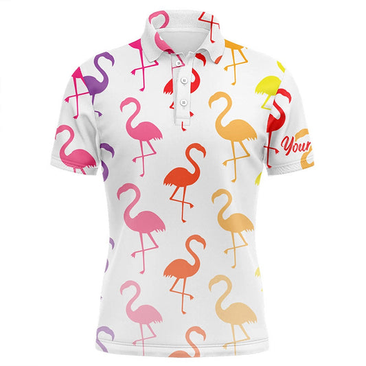 Golf Polo shirts, Mens Golf Polo Shirt Rainbow Flamingos Pattern Custom Team Flamingo Golf Shirts, Mens Golf Tops