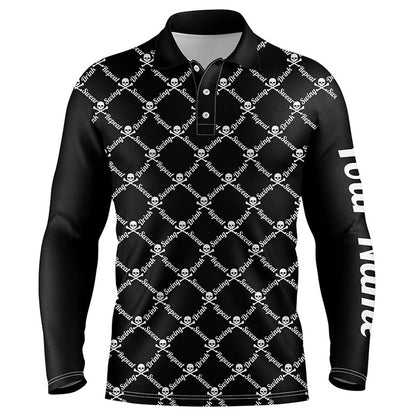 Golf Polo shirts, Mens Golf Polo Shirt Swing Swear Drink Repeat Golf Skull Custom Name Golf Wear For Mens Black