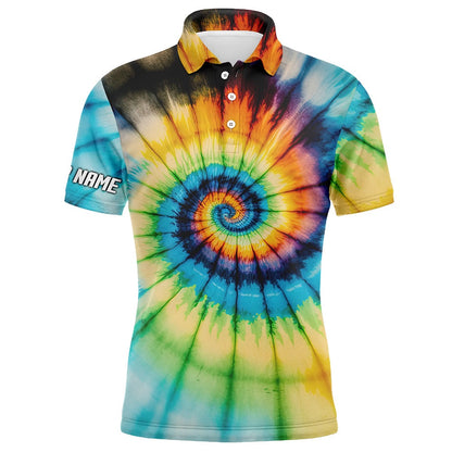 Golf Polo shirts, Mens Golf Polo Shirt With Colorful Swirl Tie Dye Background Custom Team Golf Shirts For Mens Golfers