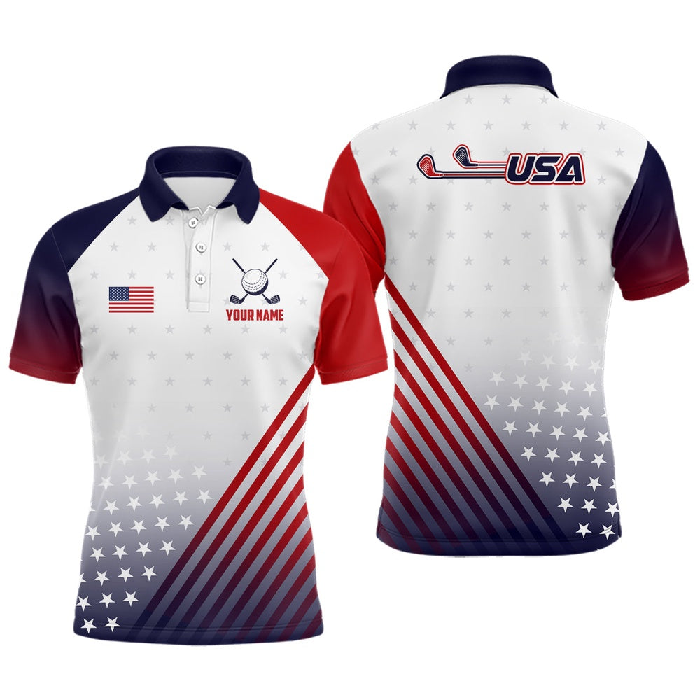 Golf Polo shirts, Mens Golf Polo Shirts American Flag Custom Patriotic Team Golf Shirts For Men, Best Golf Gifts