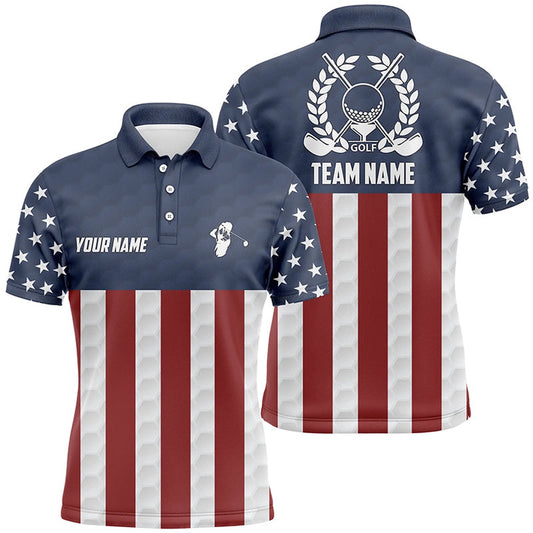 Golf Polo shirts, Mens Golf Polo Shirts American Flag Custom Patriotic Team Mens Golf Shirt Navy