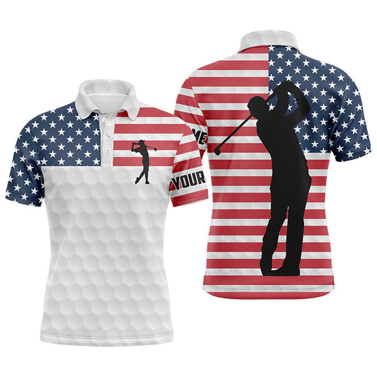 Golf Polo shirts, Mens Golf Polo Shirts American Flag Custom White Golf Ball Skin Patriot Golf Gifts For Men